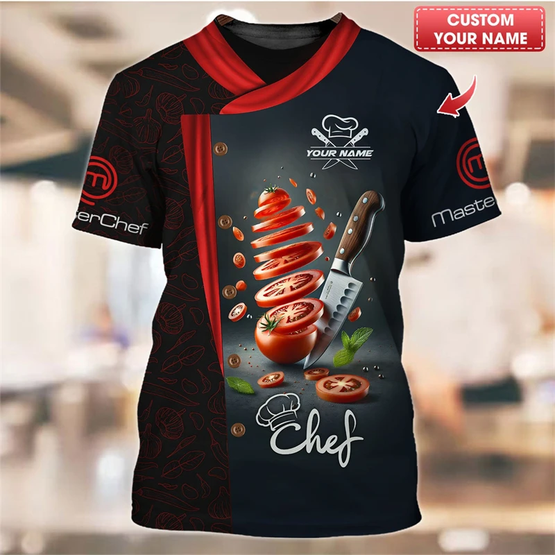 Chef Work T-shirt Customized Name Personality Pattern O-neck T Shirts 3D Print Cool Fashion Trendy Cook Tee Top 2025 New Design