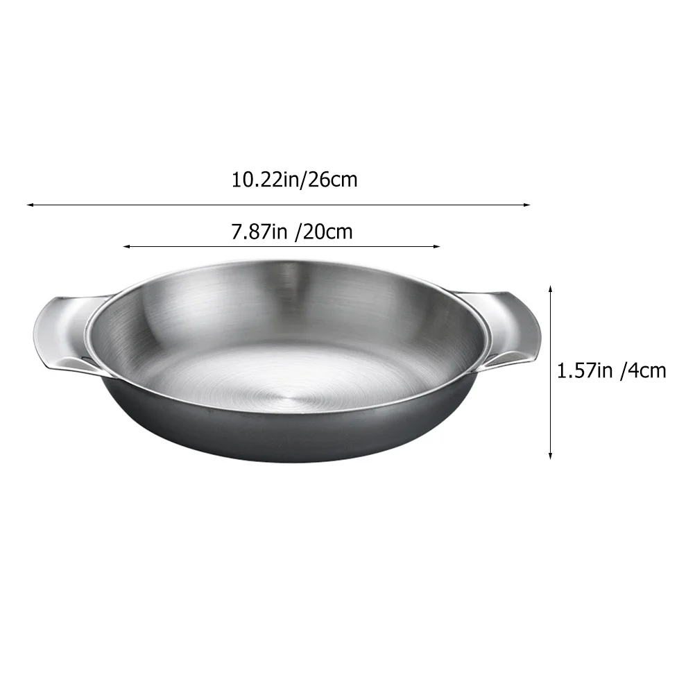 Stainless Steel Seafood Pot Kitchen Cooking Pan Household Hot Double Handle Pans Flat Skillet Vegetable for Home