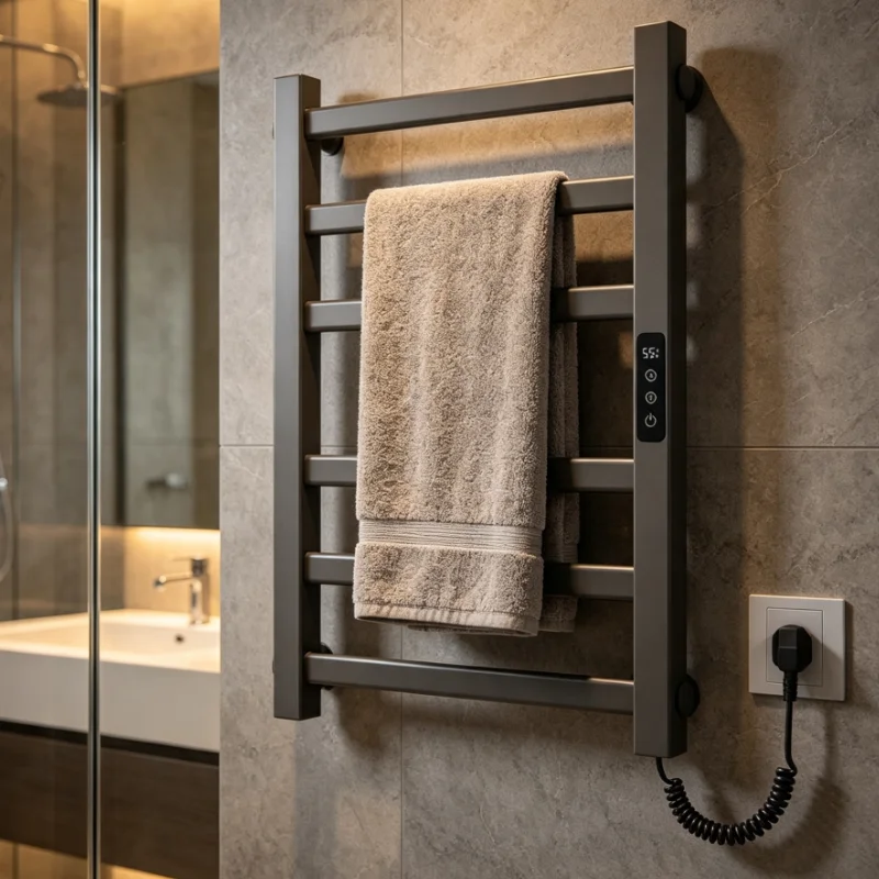Electric Heated Towel Warmer Wall Mount Bathroom Dryer with Digital Timer and Temperature Control