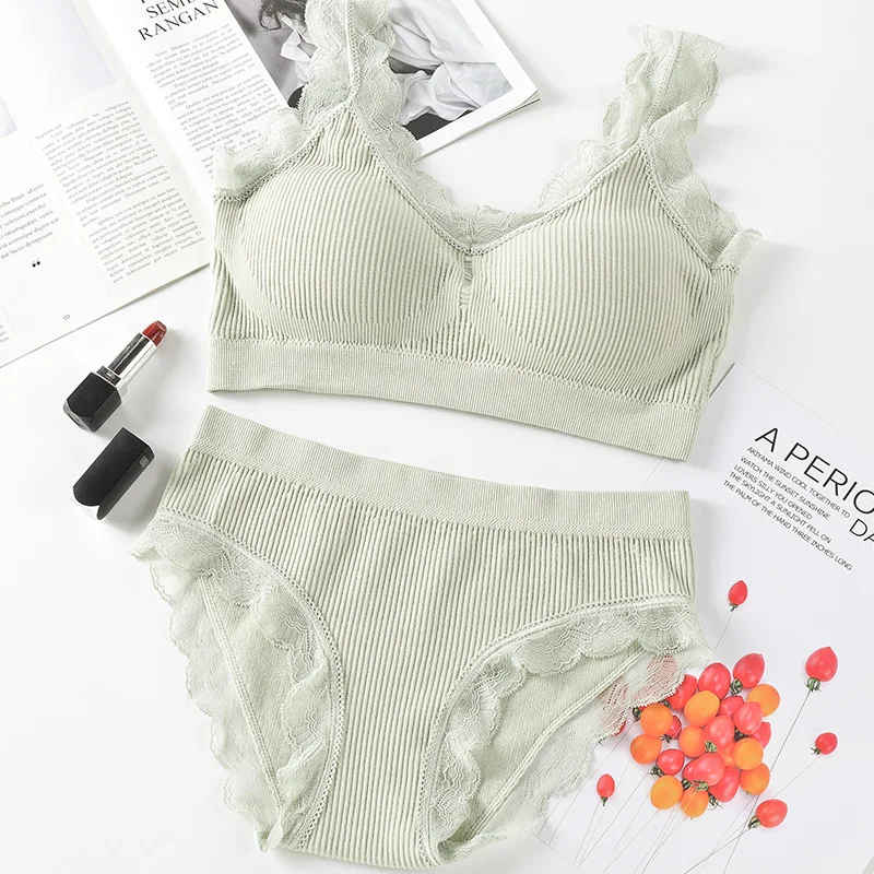 Lace Girls' Bra Set with No Steel Circles, Underwear, Underwear, Two Piece Set image 2