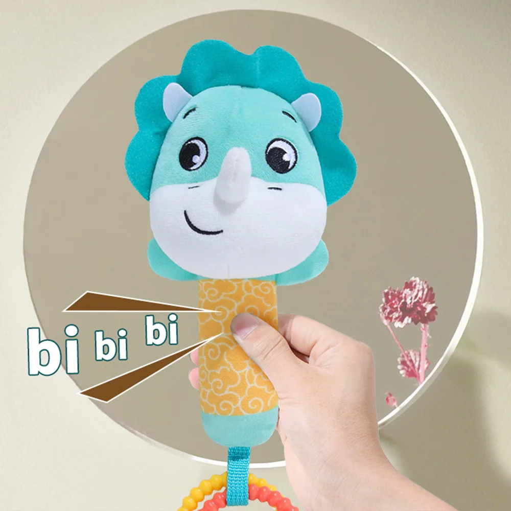 Baby Rasseln Weiche Handkurbel Spielzeug Cartoon Tier mit BB Anruf Stimme Plüsch Spielzeug Quietschende Sensorische Reise Zubehör für Kleinkind