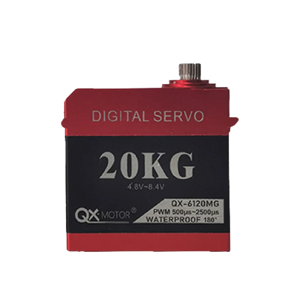 金属製デジタルギアサーボ,防水QX-MOTOR,高電圧,高トルク,rcロボット,車,20kg, 8.4v