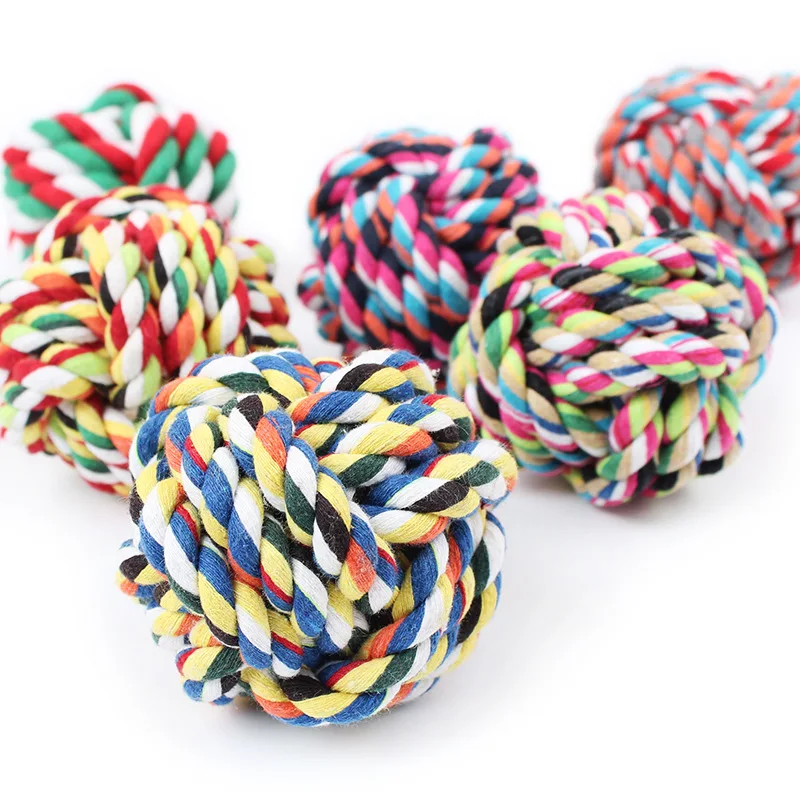 Dog rope ball Color cotton rope ball Pet chew ball Dog interactive toy Cotton Teeth cleaning Play chew toy Dog favorite