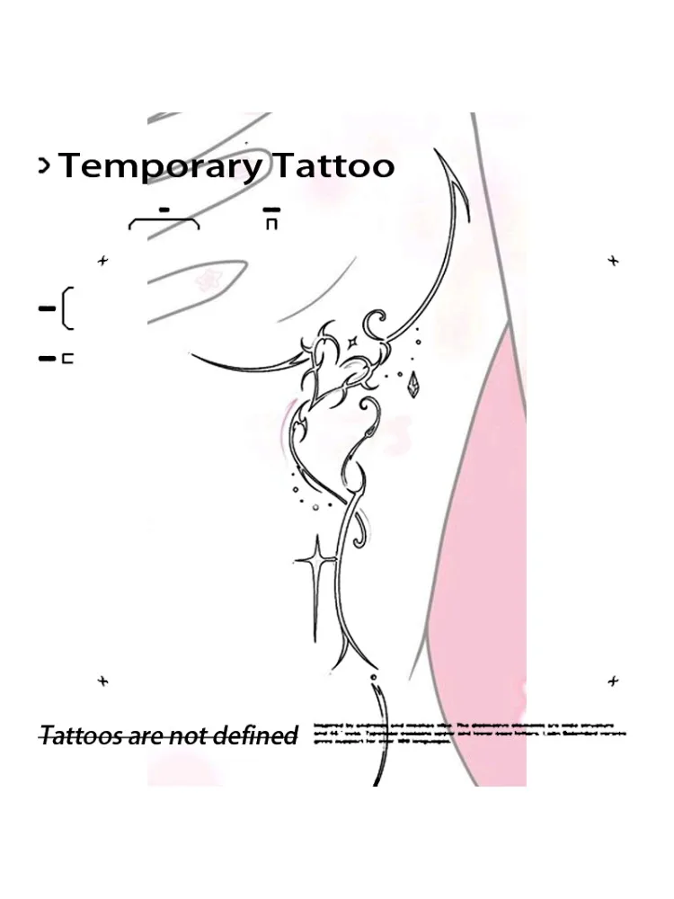 Faux tatouage Sexy pour fille, imperméable, étoile, lune, amour, jus de plantes, autocollants temporaires, Hotwife, trucs Cool Y2K