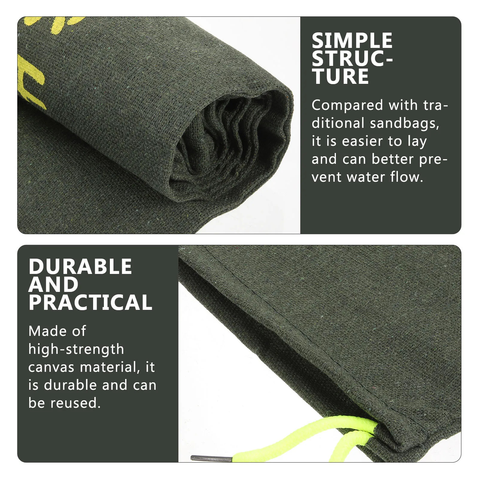 Bolsas de arena protectoras contra inundaciones con cordón, Material de lona resistente para puertas de ventanas del hogar, puerta de jardín, entrada de garaje, huracanes