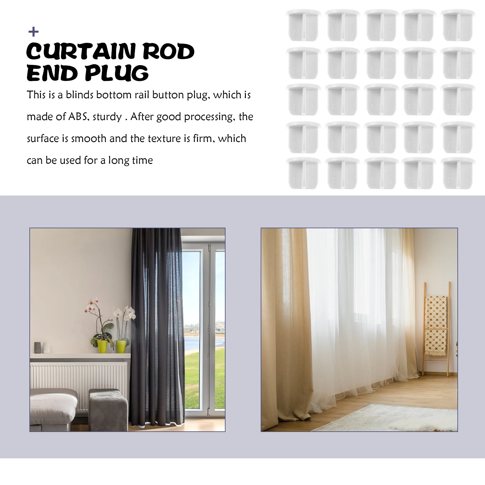 

50pcs Curtain Rod Plugs 15mm R om Color ABS Plastic End Caps for Window Decor Accessories Blinds Components Roller Blinds Button