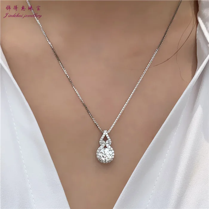 OXTAO D-Farbiger Moissanit Infinity-Anhänger Halskette für Damen Echtes 925 Sterling Silber Verlobungs-Luxus Schmuck in Kürbisform – Detail 4