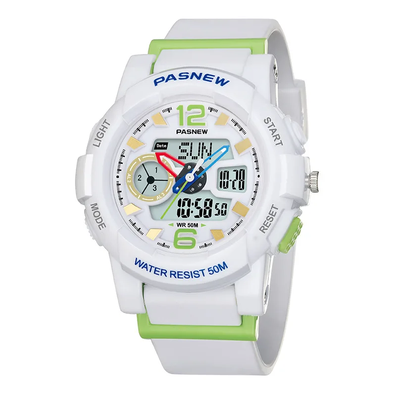 

Pasnew спортивные водонепроницаемые детские студенческие экзаменационные многофункциональные светящиеся электронные часы с двойным дисплеем Hot-Bor