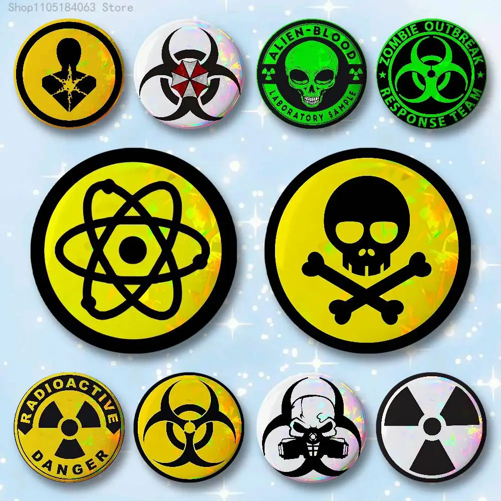 B-Biochemical C-Crisis Symbol Badges 25 32 44 58 75 mm Round Cosplay Pin Bag Decor Fans Collect Friends Gifts Brooch Souvenir