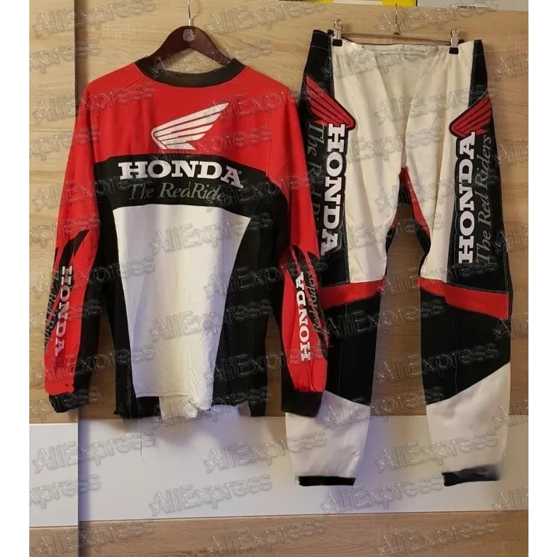 

Высокопроизводительные брюки для мотокросса с длинными рукавами и брюками Honda, быстросохнущие, дышащие, для внедорожников и горных велосипедистов, трикотаж