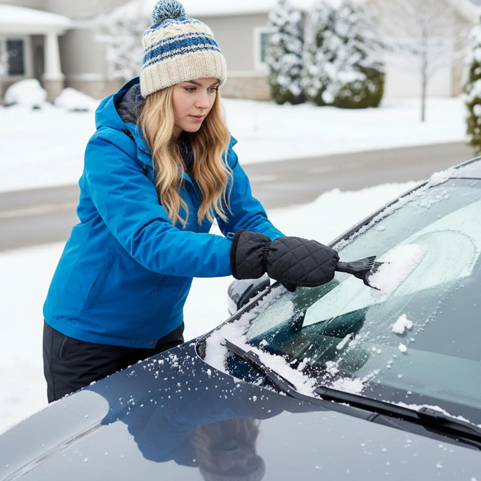 

Ice Scrapers For Car Windshield Extendable Snow Tool Ergonomic Car Window Scraper With Fleece Glove For Frost Removal Automotive