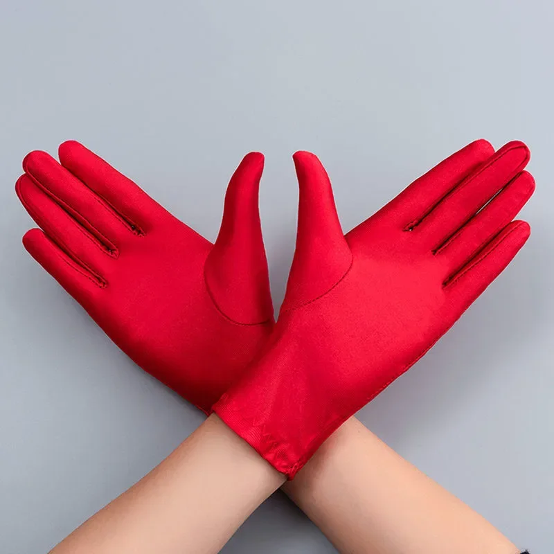 Gants de glace d\'été fins unisexes, gants courts à doigts complets, protection solaire, entraînement commandé, bijoux de cérémonie, noir et blanc, 1