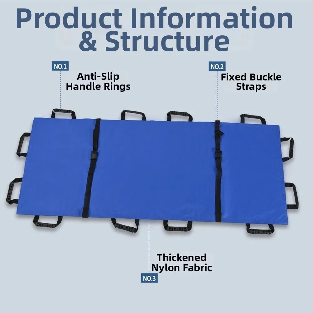 

Waterproof Patient Positioning Sheet Nylon Material 12 Handles Foldable Transport Stretcher Wear-resistant Reinforcement Strap