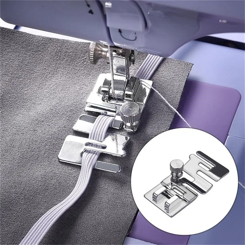 1/10PCS Domestic Sewing Machine Parts Foot Presser Foot Rolled Hem Feet Elastic Cord Band Fabric Stretch DIY Sewing Accessories