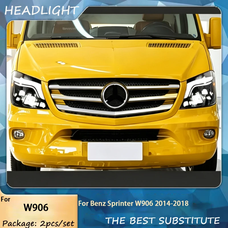 For Benz Sprinter 2014-2018 W906 Auto Front Lamps Assembly Upgrade Startup Effect LED 4 Projector Lens Tools Car Accessories