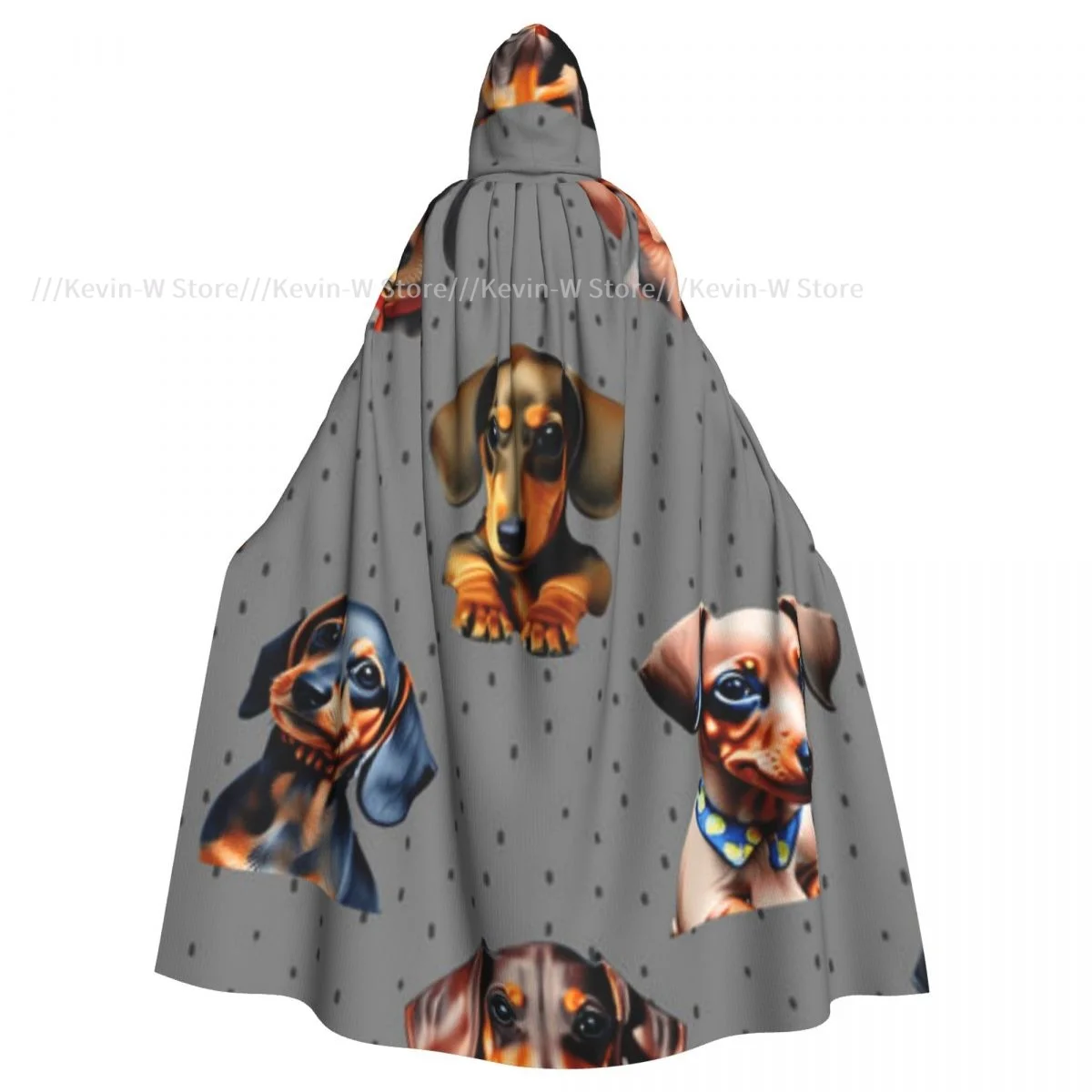 Unisex Adult Dachshund Dogs Illustration Cloak with Hood Long Witch Costume Cosplay