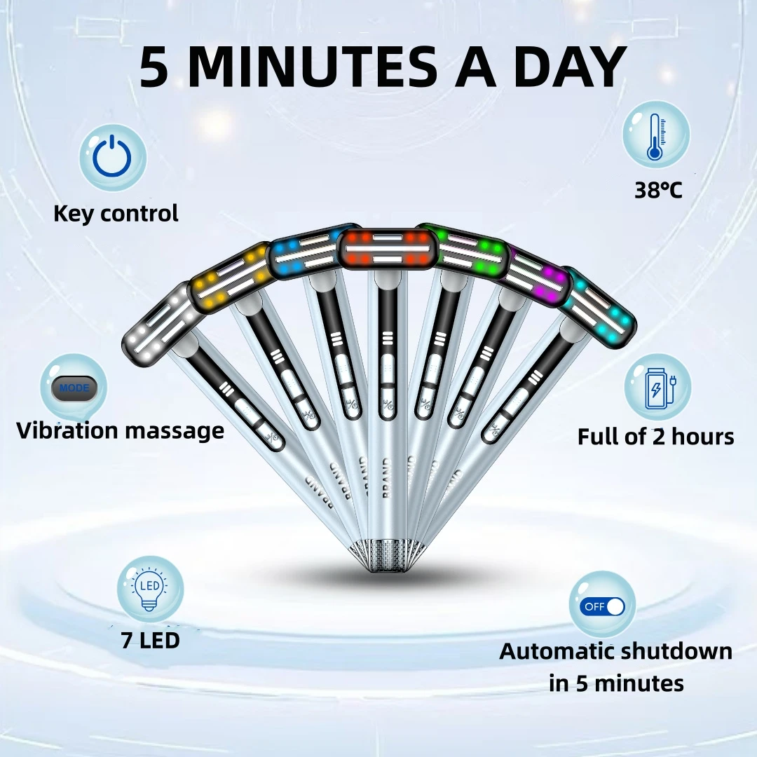 Dispositivo de belleza para ojos y cara con 7 LED, dispositivo de Estiramiento facial de microcorriente EMS, masajeador para ojos y cuello, herramientas de belleza para el cuidado de la piel