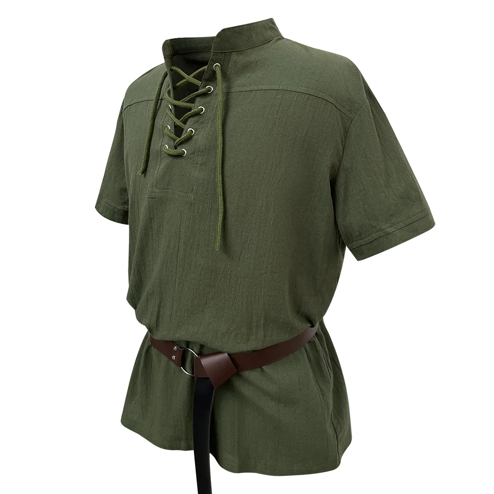 

Medieval Renaissance Men's Bandage Pirate Shirt Viking Cosplay Tunic Knight Costume Halloween Party Stage Performance Costume
