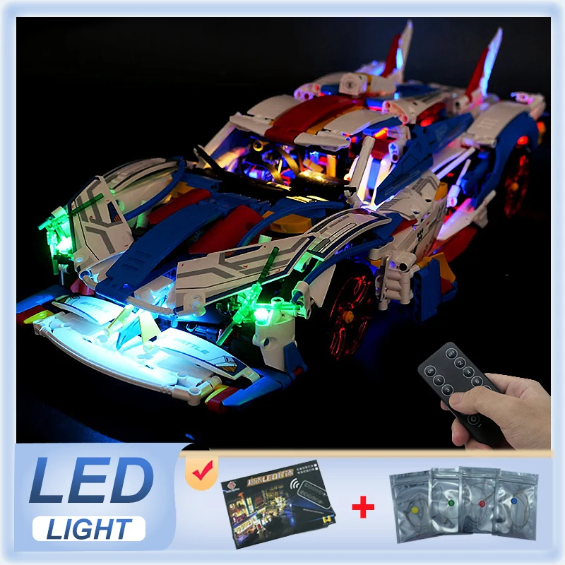 Zestaw oświetlenia LED RC do technicznego samochodu sportowego LEGO 88320 (tylko światło LED, bez modelu bloku)