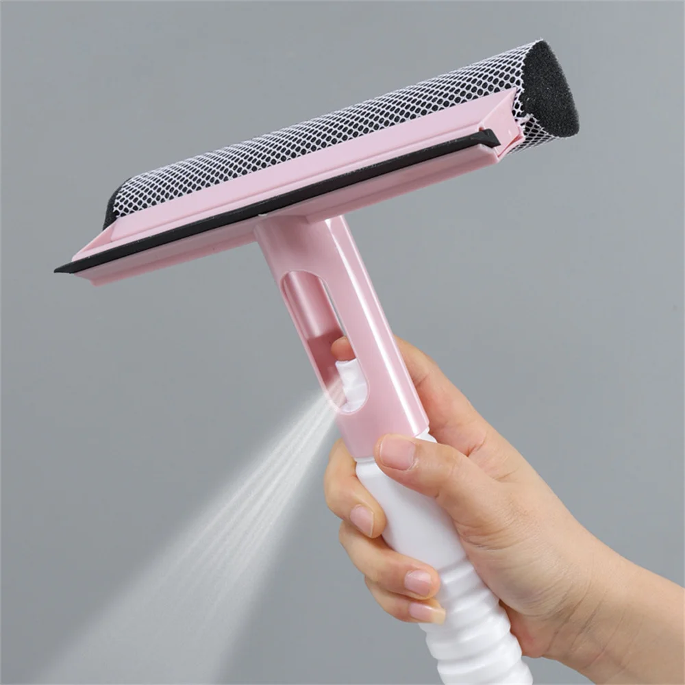 Window Cleaning Brush Fine Sponge Comfort Handle Green Houseware Glass Cleaning Brush Rich Sparkling Double Sided White