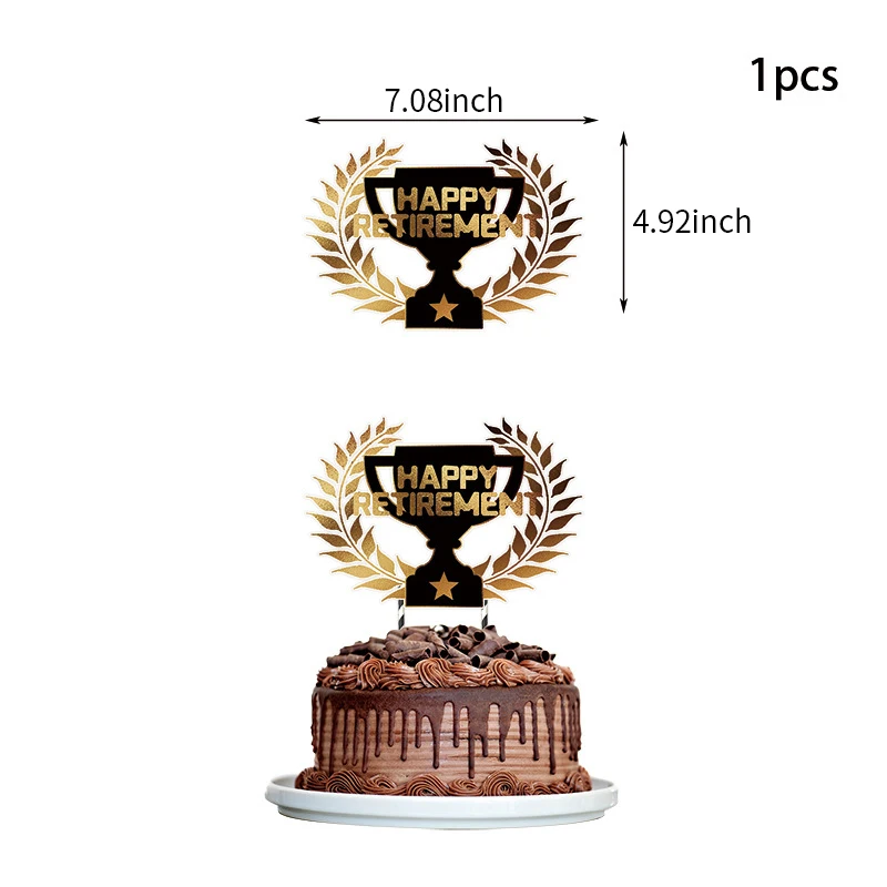 حفلة التقاعد الذهب الأسود موضوع التقاعد العلم أعلام بالون حزمة الطرف الديكور التصوير الفوتوغرافي فوتوكدعوة الدعائم