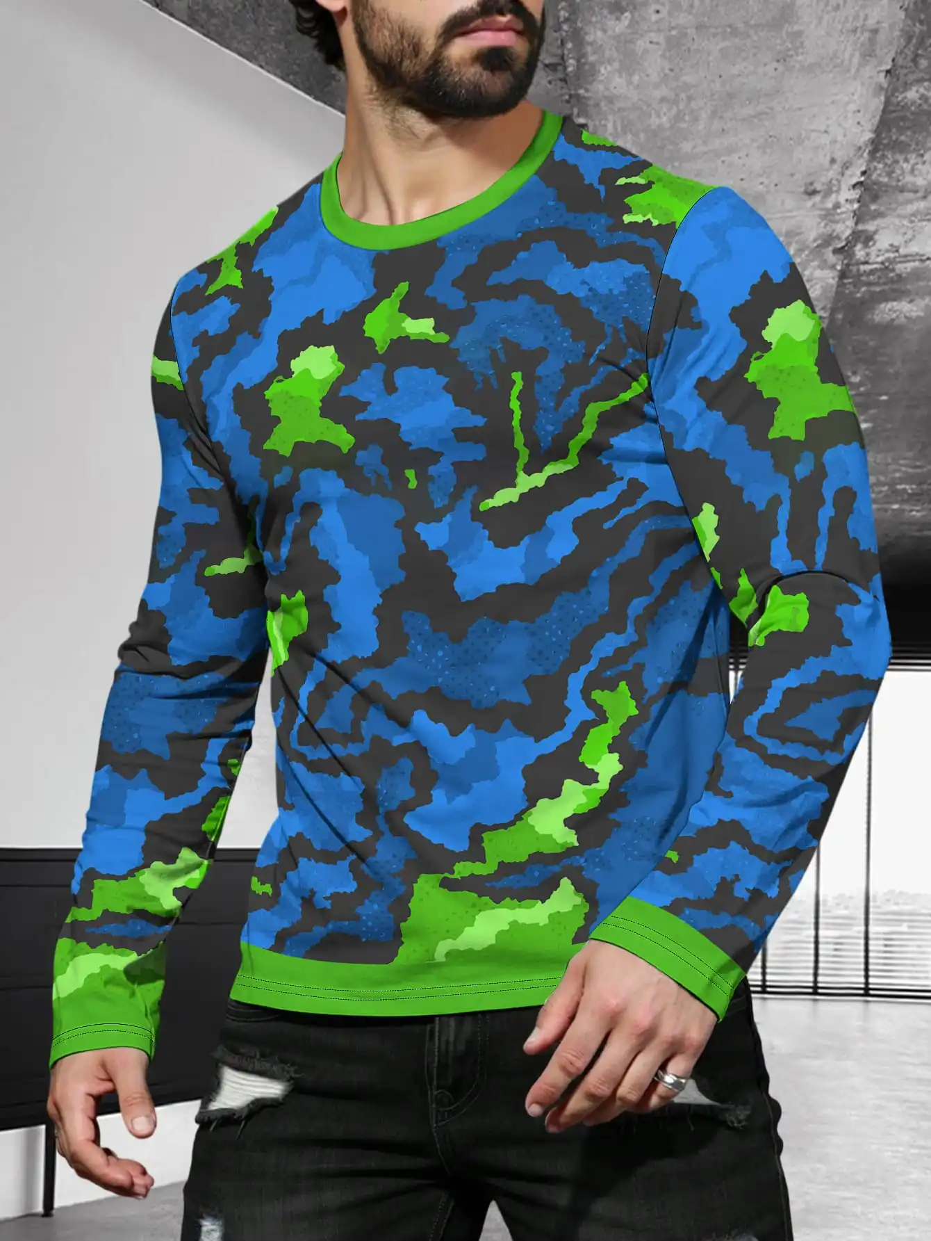 

Камуфляжные футболки с 3D принтом для мужчин, модные повседневные удобные футболки с длинными рукавами на весну и лето, свободная уличная одежда