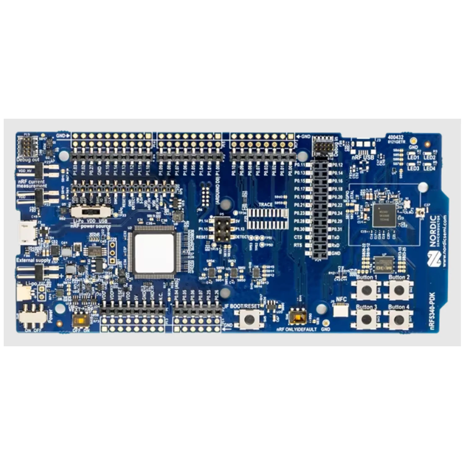 Nordic official nRF5340 development kit support bluetooth 5.1 bluetooth mesh NFC Thread and Zigbee Automation Modules