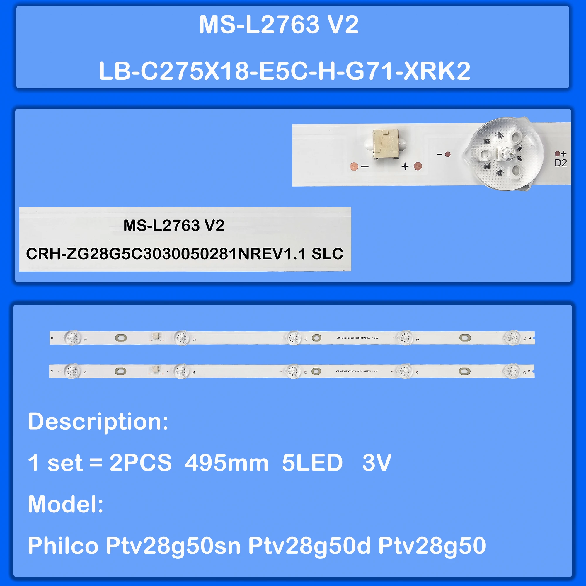 

Светодиодная лента подсветки для 28R6750T 28R6752T 28LEM-1050/T2C CRH-ZG28G5C3030050281NREV1.1 SLC MS-L2763 V2