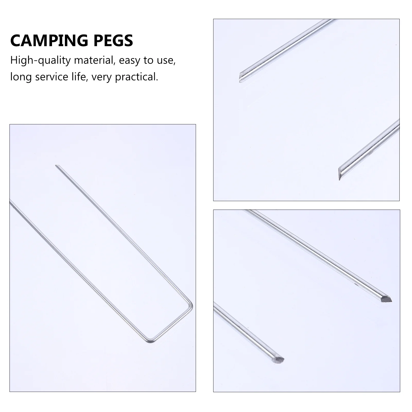 

50Pcs U-Shaped Ground Nails Metal Tent Stakes Durable Efficient Perfect for Outdoor Daily Garden Use Silver Color