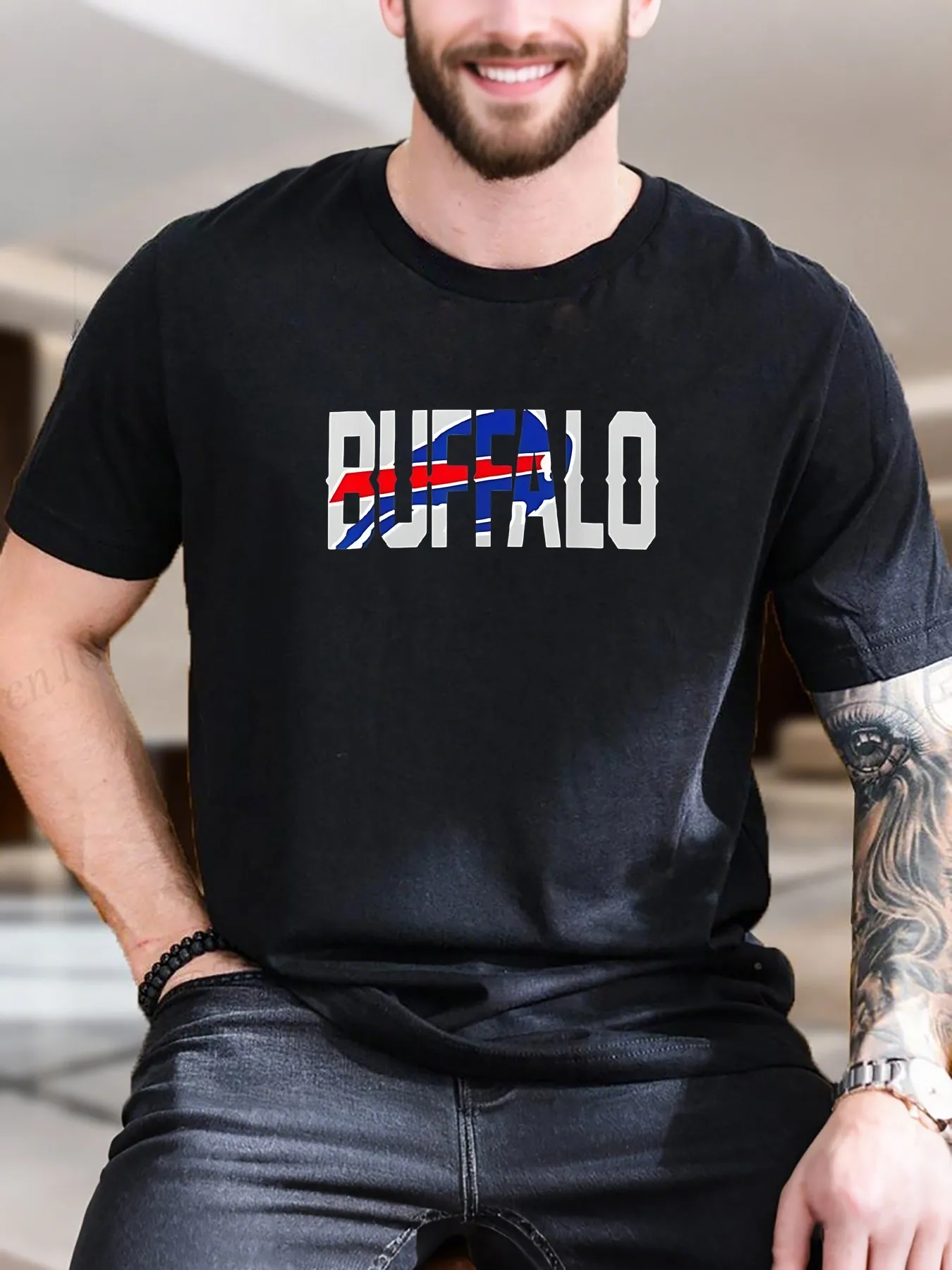 

New Arrival Fashion Buffalo Heavyweight Hot Sale Vintage Funny Fashionable Men's T-Shirt