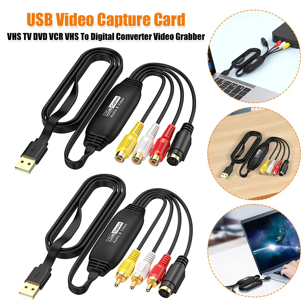 

USB Video Capture Card VHS VCR TV DVD Audio Capture Adapter Card USB To AV Video Capture Adapter for PC