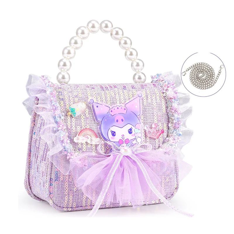 

Sanrio Kuromi Melody Сумка на плечо для девочек и детей Kawaii Сумка через плечо для малышей Мини Портативная сумка Роскошный дизайнерский кошелек