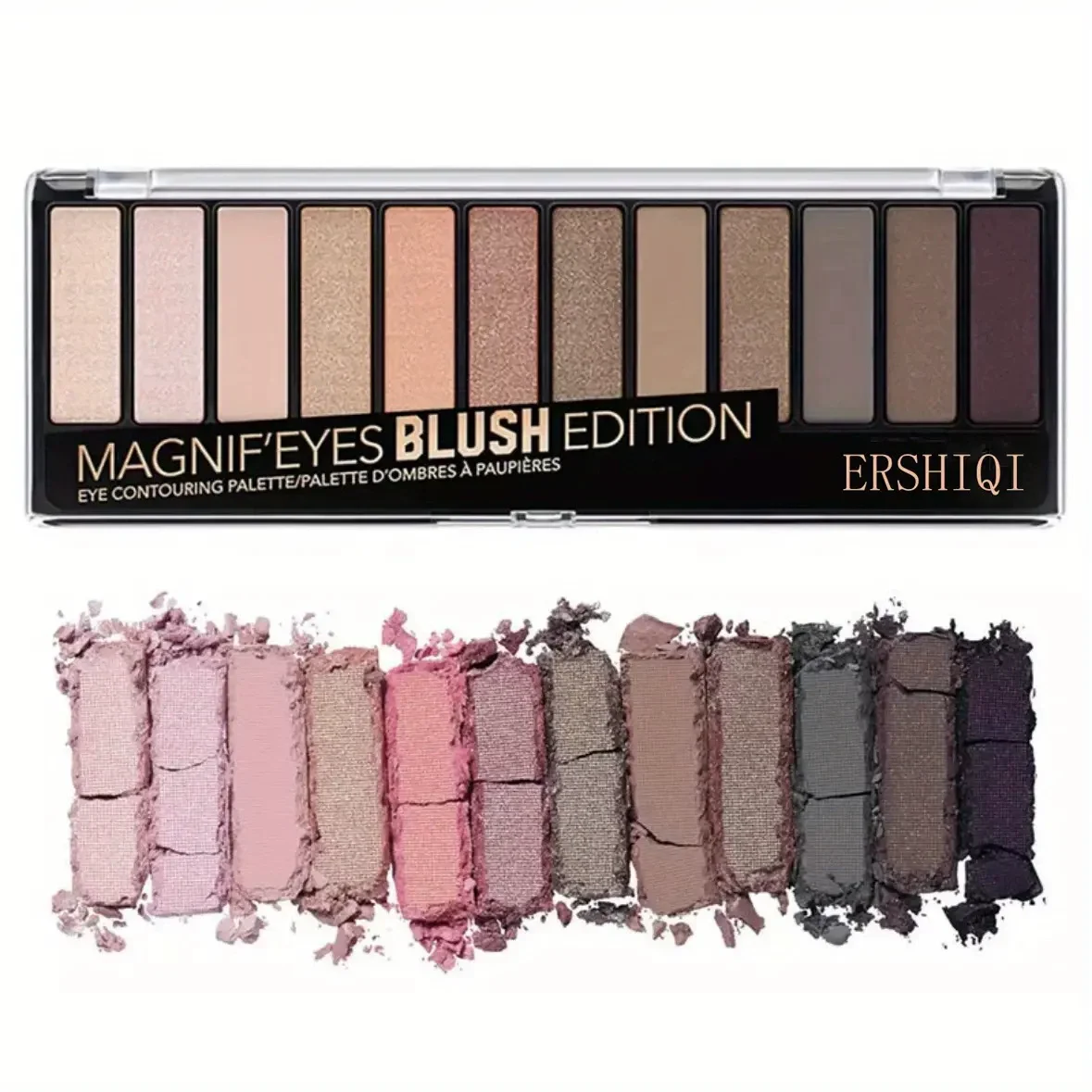 Tägliches Make-up, 12-Farben-Lidschatten, perlmuttartiger, mattschimmernder Lidschatten, superfeuerige Lidschattenplatte, einfach zu färben und dauerhaft