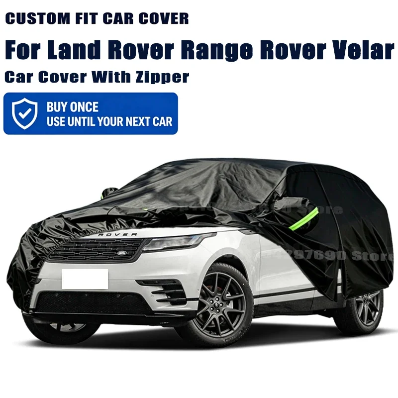 For Land Rover Range Rover Velar Outdoor Full Car Cover With Zipper Snow Cover Sunshade Waterproof Dustproof Exterior Protection
