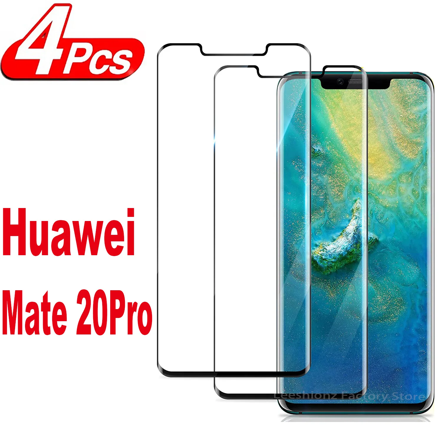 

9H Curved Four Sides Glue Tempered Glass For Huawei Mate 20 Pro 2/4Pcs 3D Screen Protector Film