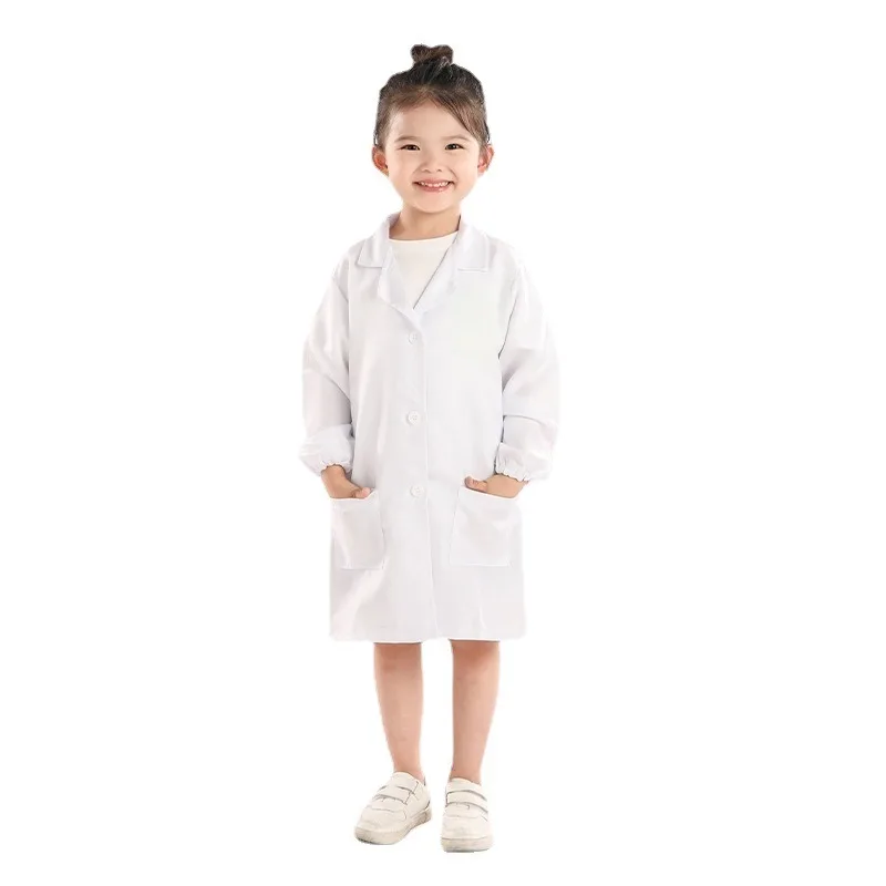 Kids Doctor Costume Nurse Outfit Children Science Lab Coat Role Play White Coat view 3