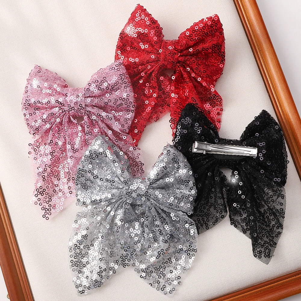 1PC Sequin Hair Bows Clip with Hair Clip for Women Girls Handmade Kids Hairpin Boutique Children\'s Hair Accessories Wholesale