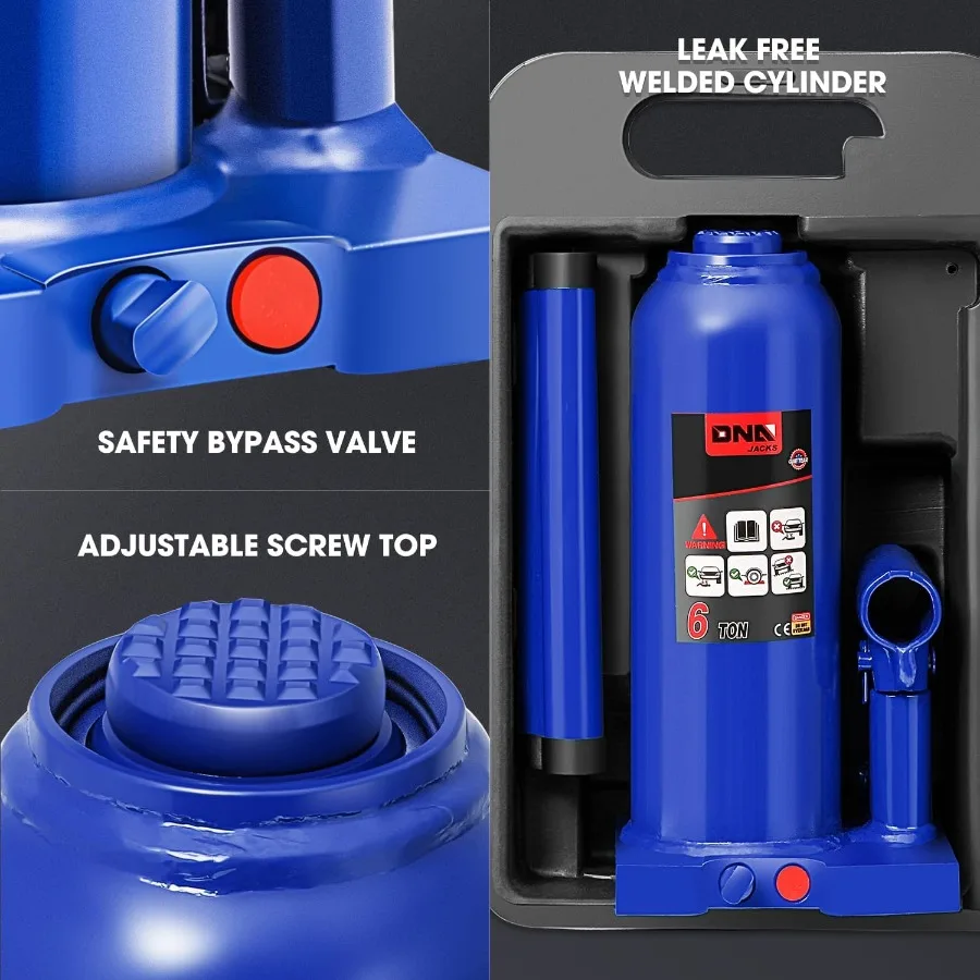 6 طن 13228 رطل قدرة الرفع مقبس الزجاجة الهيدروليكية الملحومة للسيارات لإصلاح وصيانة المركبات مثالية لالتقاط T