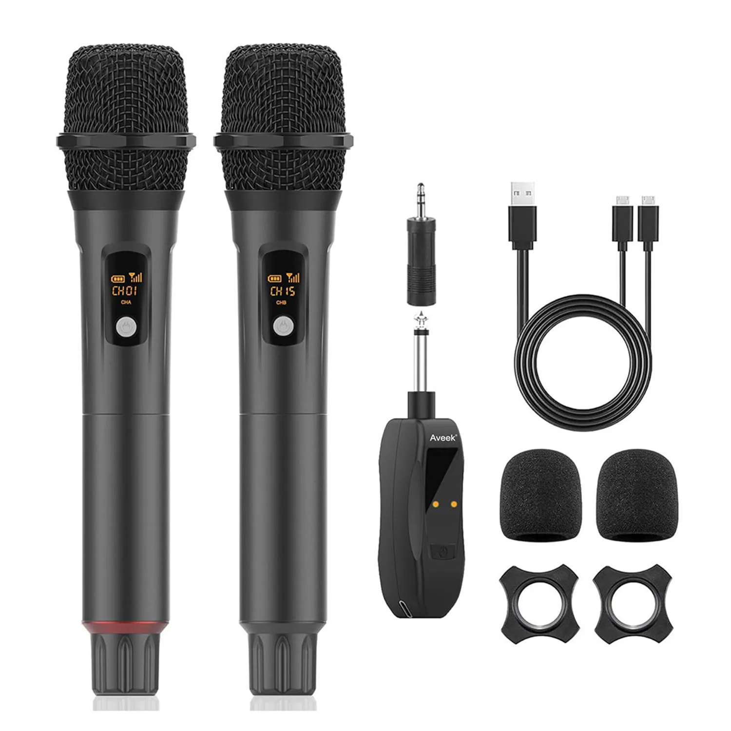 Wireless Microphones Rechargeable, Aveek Karaoke Handheld Microphone with Receiver,Microphones for Singing,Karaoke Machines,DJ