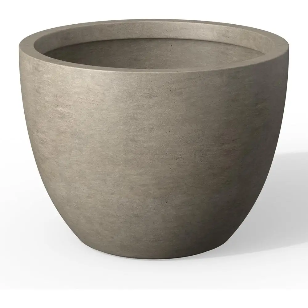 

Круглый бетонный кашпо Kante 14,2 дюйма - классический большой горшок для растений для дома и улицы с дренажным отверстием и резиновой заглушкой, подходит для