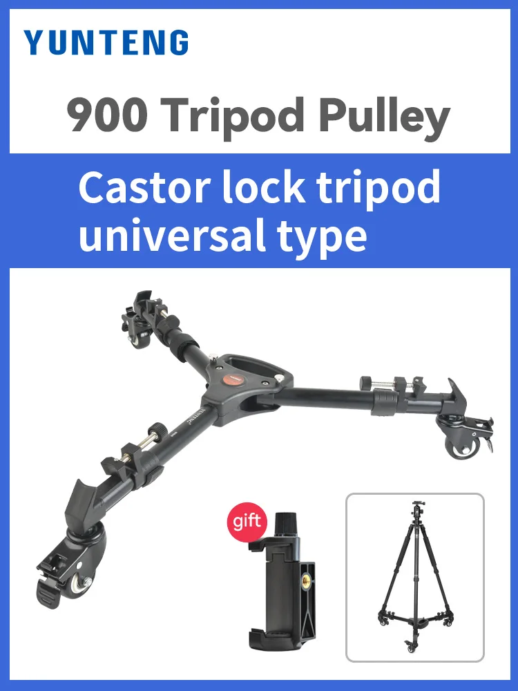 YunTeng 900 universal mobile tripod casters pulleys hydraulic damping head track camera tripod floor wheels roller silent