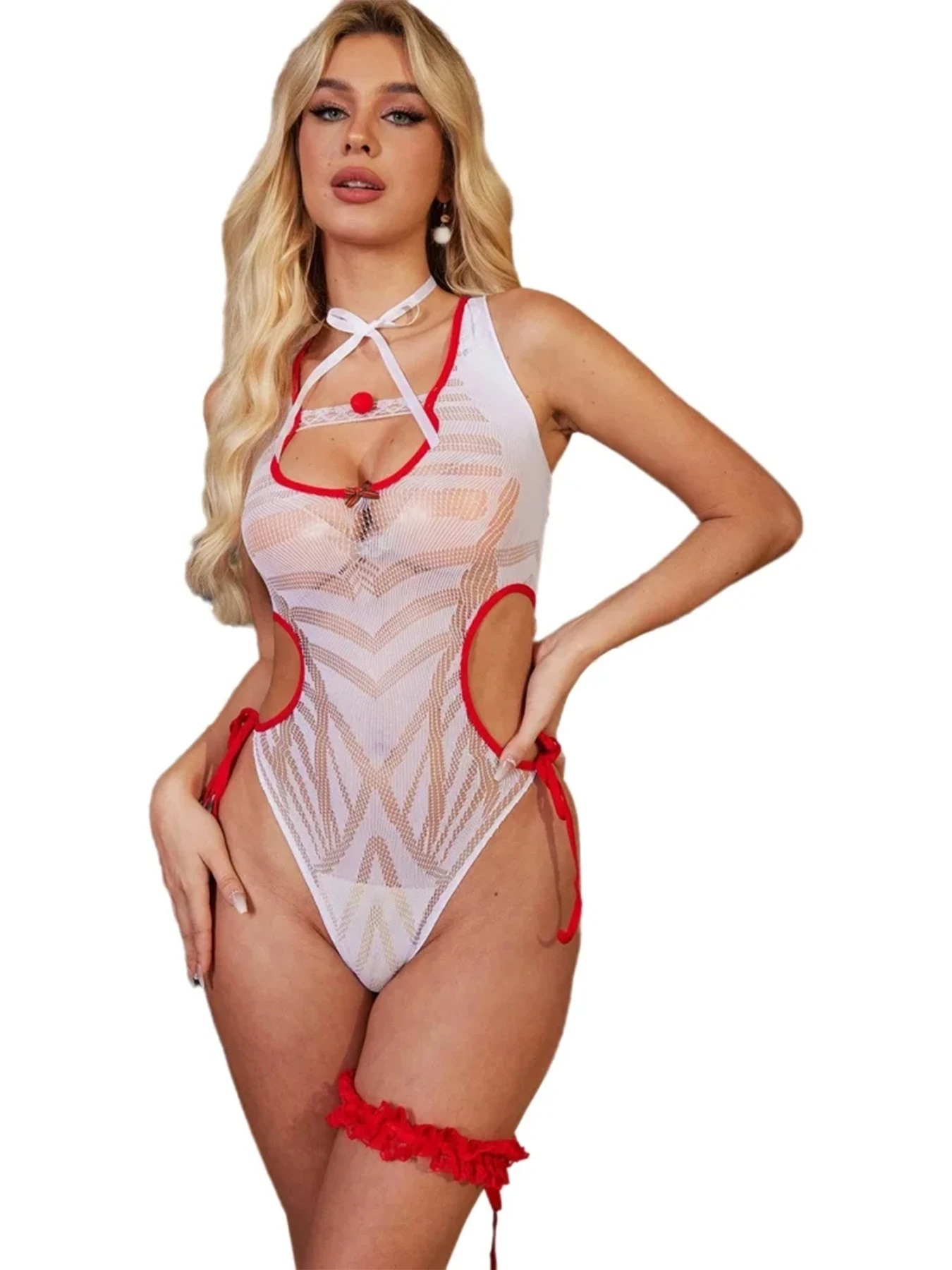 

Рождественское женское белье: сетчатые боди-комбинезоны, бэбидоллы, сексуальное белье, чулки с меховой отделкой и пушистым краем