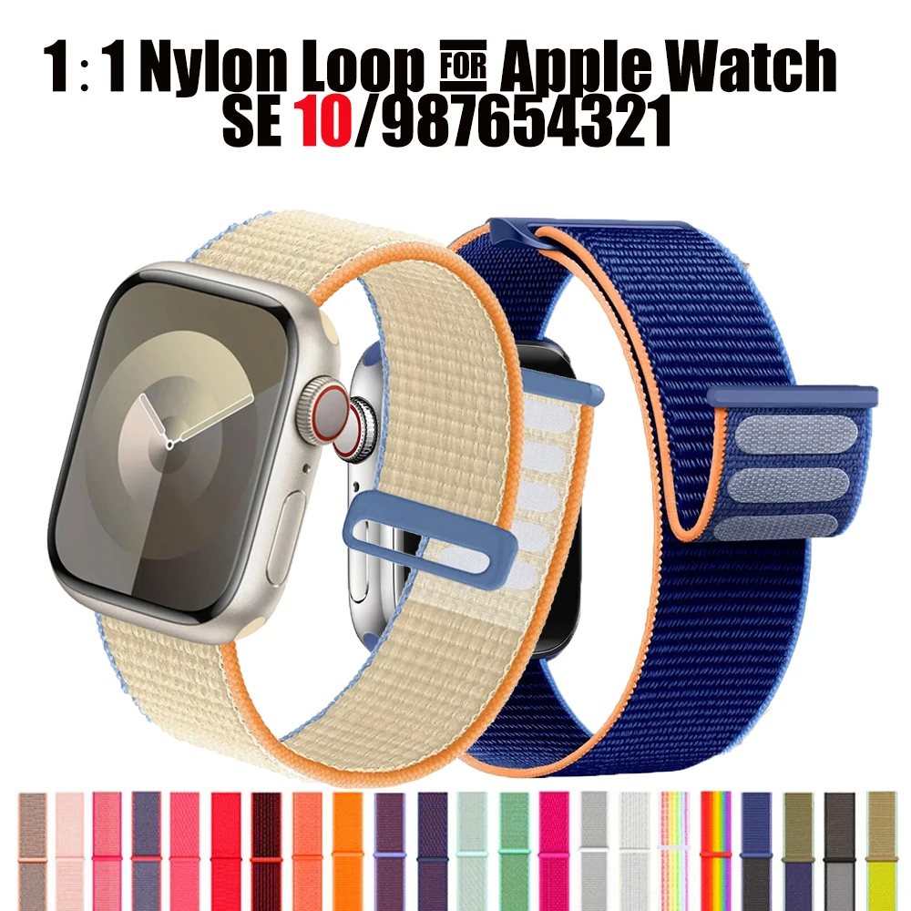 Nylon Sport Loop For Apple Watch Band SE 10 42/46mm 44/45mm 38/40/41mm Official-website Correa iwatch Serie 9876543 Ultra 2 49mm