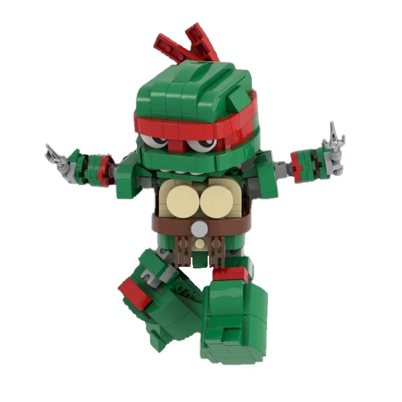 Accesorios de la serie de Anime, figuras de cabeza cuadrada, tortugas Ninja, bloques de construcción MOC SD Mech, Robot, modelo de ensamblaje, rompecabezas, juguete para regalo para niños