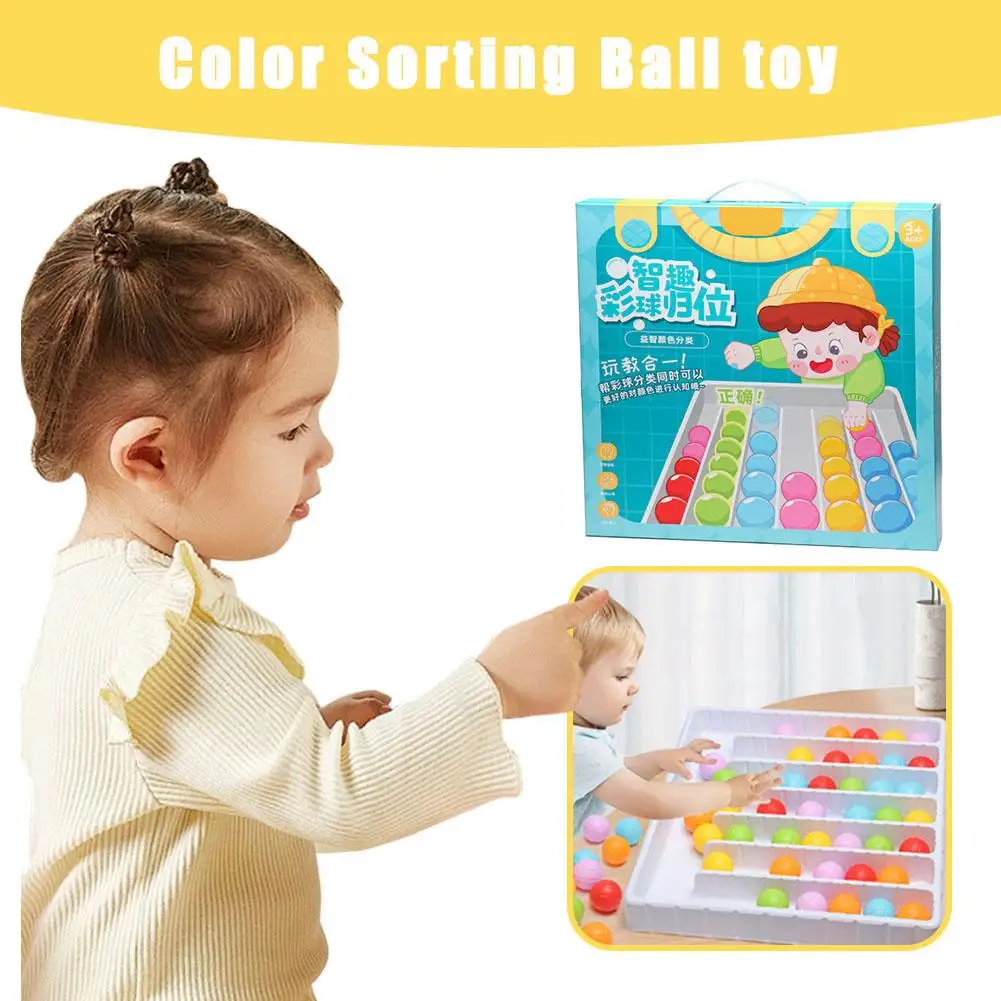 Color Sorting Ball Toy Colorful Balls Sensory Game Rainbow Balls Board Game Educational Sensory Interactive Puzzle For Kids O8l2