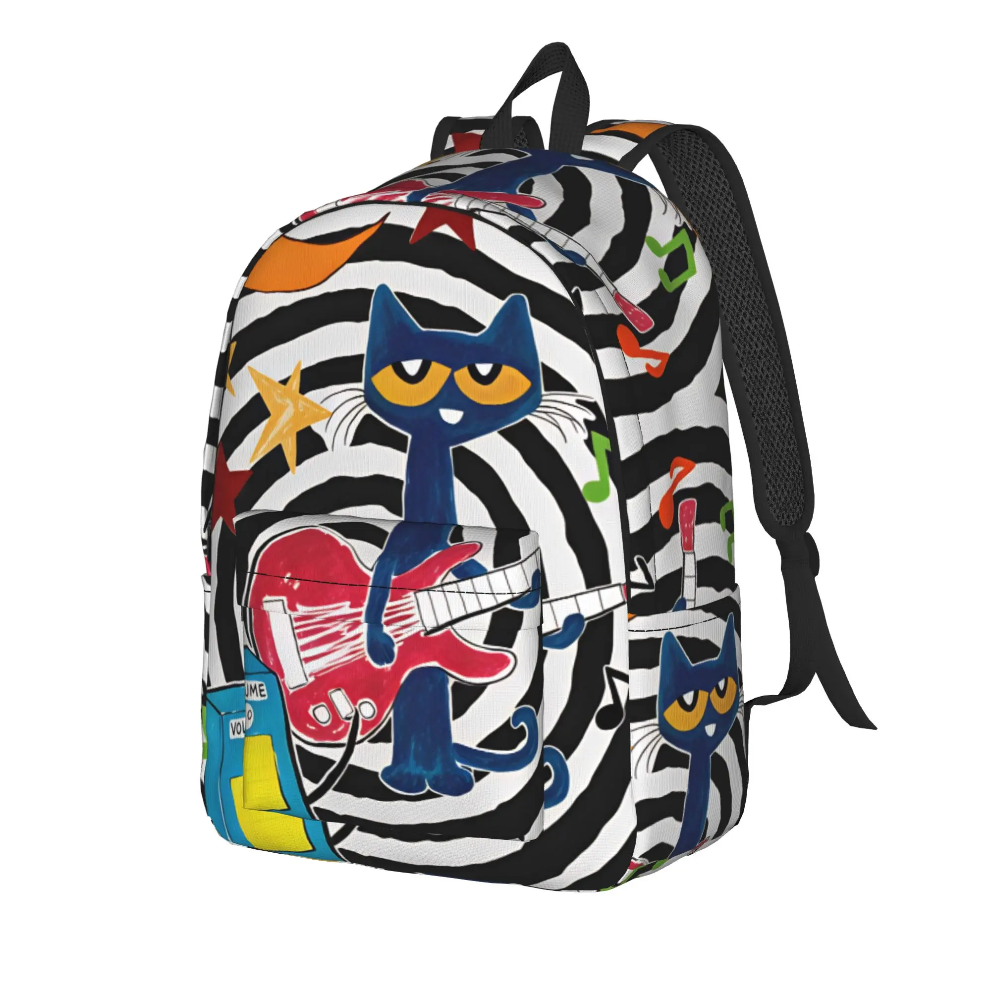 Pete the Cat I Love My White Shoes Backpack  Hiking Backpacks Female Stylish High School Bags Custom Soft Rucksack