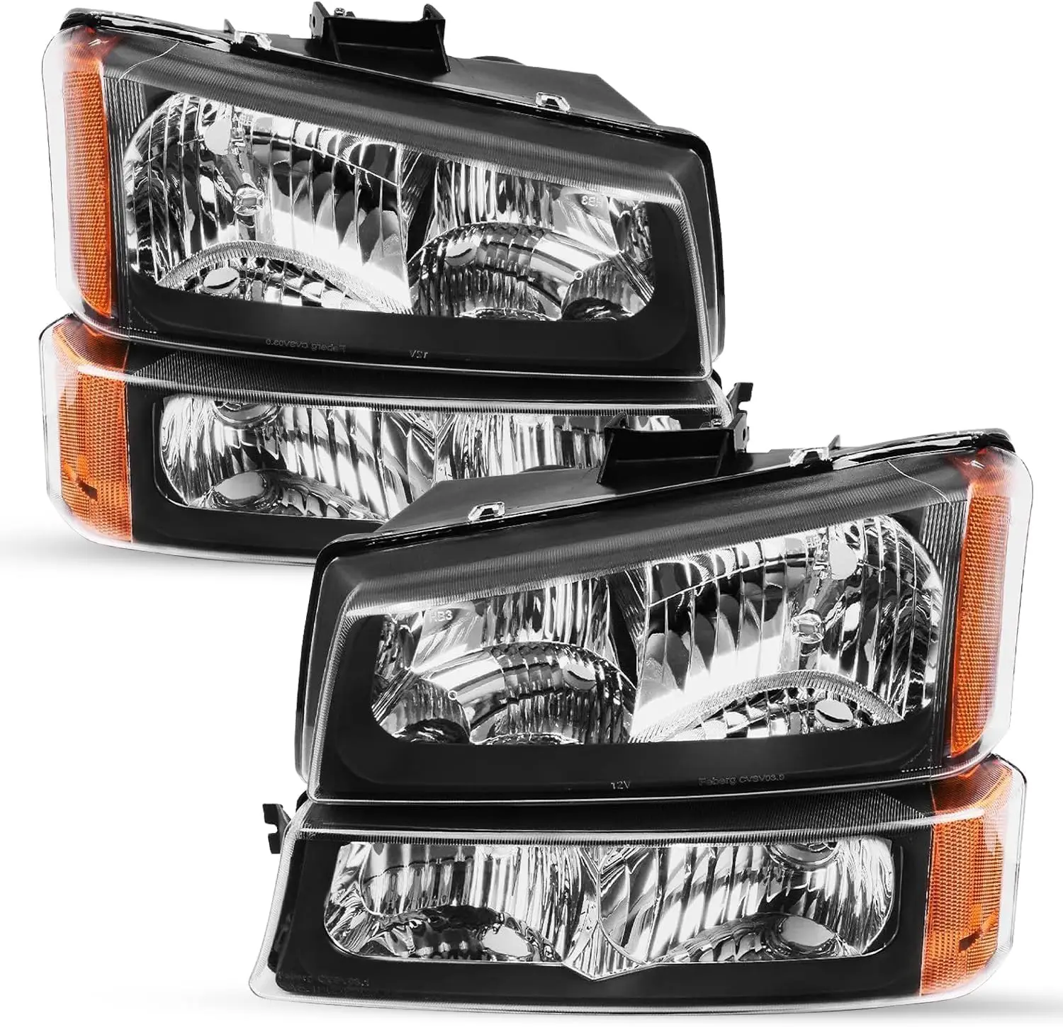 

4pcs Halogen Headlight Assembly Compatible with 2003-2006 Chevy Avalanche/Silverado 1500 2500 HD 3500, 2007 Silverado Classic w/