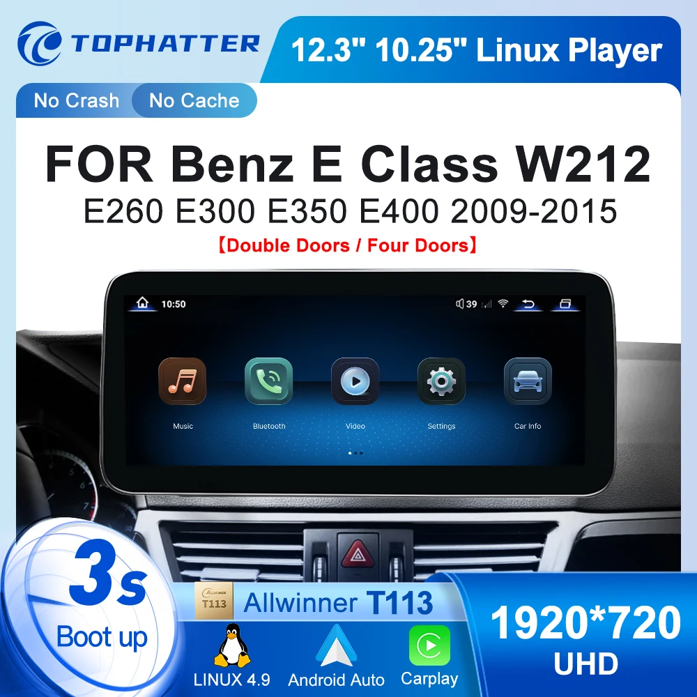 

10.25" 12.3" Linux Car Radio For Mercedes Benz W212 W213 E260 E300 E350 CarPlay Android Auto Multimedia Player Head Unit Screen