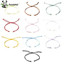 PandaHall 40Pcs 10 Colors Nylon Braided Adjustable Link Bracelet Half Finished Nylon Thread Bracelets for DIY Bracelet Making