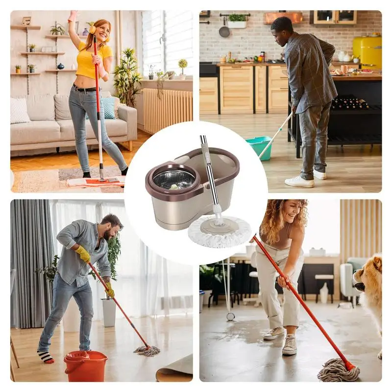 Spin Mop and Bucket Set automatic spin mop and bucket set self-twisting water Floor Cleaning Microfiber Pads houdehold cleaning